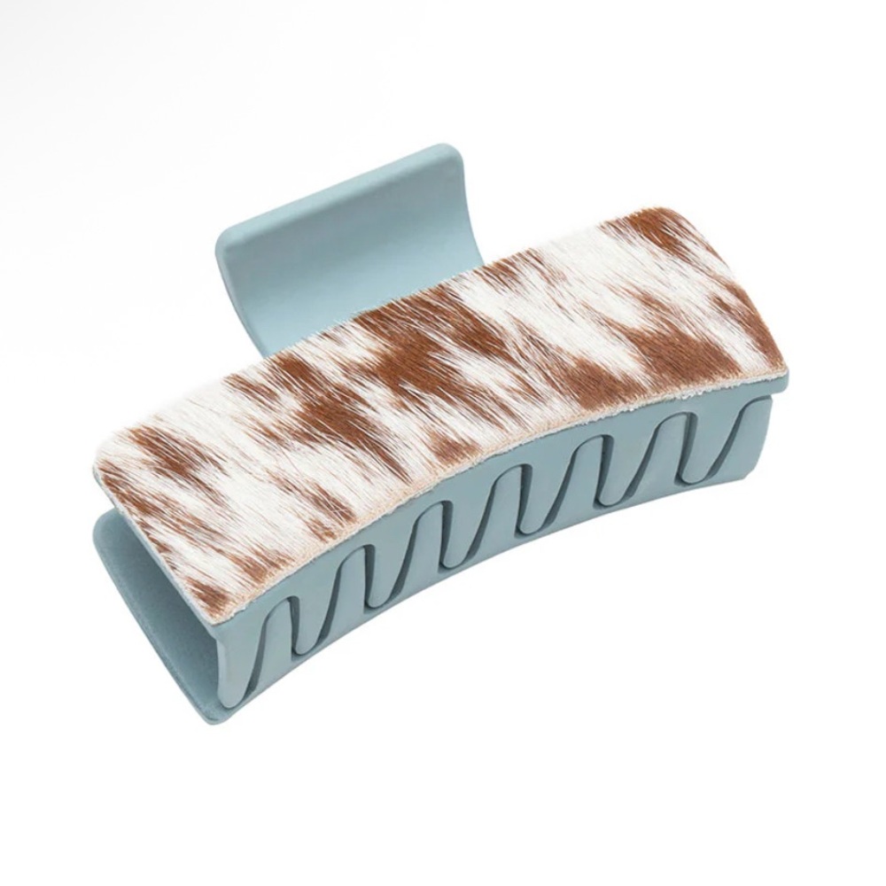 NWT Myra Aunthentic Cowhide Stylish Hair Claw Clip with Animal Print 3.5”